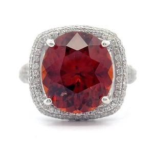 Orianne 9.06 Carat Natural Spessartite Garnet & Natural Diamond Ring in 14K White Gold w/ Appraisal; Retail $8,745 *VIDEO*
