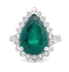 lot 27 image: 5.63 Carat Natural Emerald & Natural Diamond Ring in Platinum w GIA Report  Appraisal Retail $15,820 VIDEO