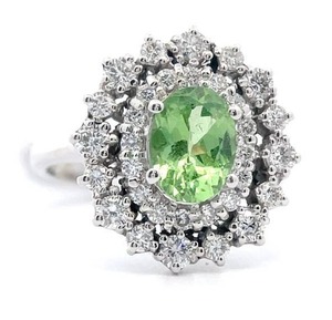 lot 29 image: 2.13 Carat Natural Tsavorite Garnet & Natural Diamond Ring in 14K White Gold w Appraisal Retail $4,570 VIDEO