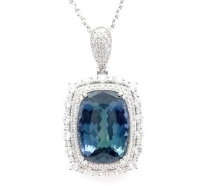 lot 4 image: Oscar Friedman 16.60 Carat Natural Tri-Color Tanzanite & Natural Diamond Pendant in Platinum w GIA Report  Appraisal Retail $25,265 VIDEO