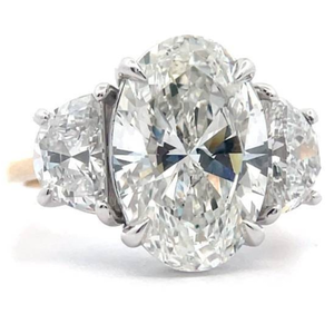 lot 6 image: 6.97 Carat Diamond Ring feat. Oval Cut and Half-Moon Cuts in 14k TT Gold w EGL Report Retail $9,995 VIDEO