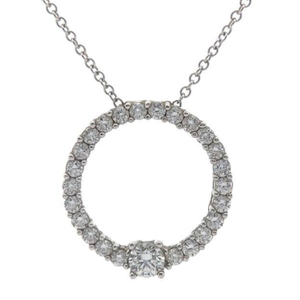 lot 19 image: 1.25 Carat Natural Diamond Circle Pendant Necklace in 18k White Gold Retail $3,300 VIDEO