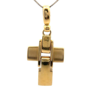 lot 39 image: Unisex Modern Designer Hinged Cross Estate Pendant in 18K Yellow Gold Retail $2,495 VIDEO