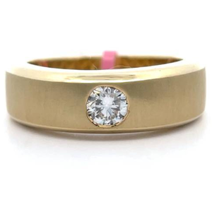 lot 47 image: New Gents 0.50 Carat Diamond Ring in Brushed 10K Yellow Gold Retail $2,495 VIDEO