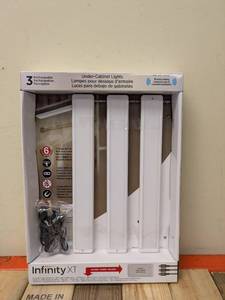 lot 1 image: NEW INFINITY X1 RECHARGEABLE UNDER-CABINET LIGHTS 3PK.