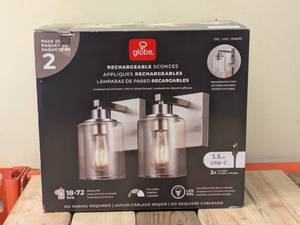 lot 6 image: GLOBE RECHARGEABLE SCONCES 2PK.