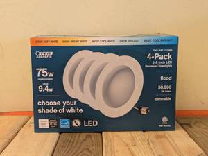lot 24 image: FEIT ELECTRIC 75W 5-6 LED RECESSED DOWNLIGHTS 4PK