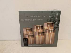 lot 136 image: LUMIPUR 6PC FLICKERING LED PILLAR CANDLE SET