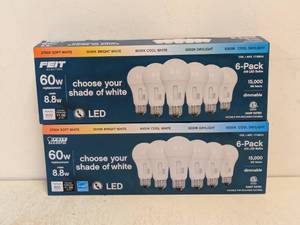 lot 139 image: (2) FEIT ELECTRIC 60W LED BULBS 6PK