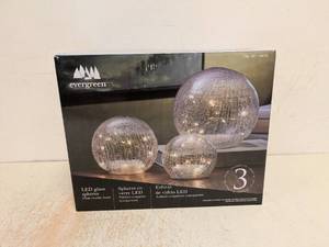 lot 133 image: EVERGREEN LED GLASS SPHERES 3PK