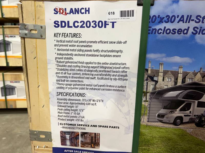 lot 718 image: SDLANCH High End Carport 20 x 30 (SDLC2030)