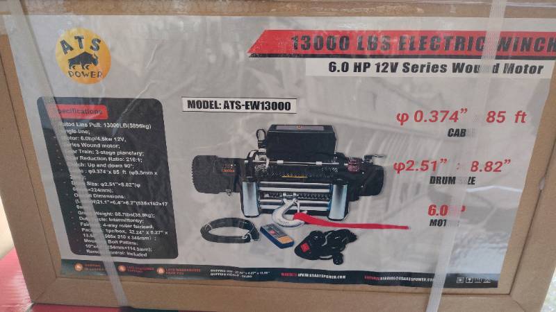 lot 9369A image: ATSPOWER 13,000 LB Electric Winch (ATS-P13000)