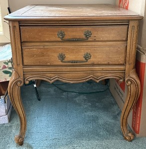 lot 24 image: French Provincial 1-Drawer Nightstand with Cabriole Legs