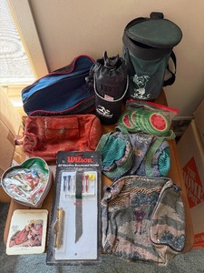 lot 125 image: Wilson All Weather Scorecard Holder with Golf Accessories & Vintage Travel Gear Bundle