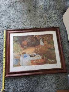 lot 39 image: Monet Le Djeuner Framed Print - Reproduction in Wood Frame