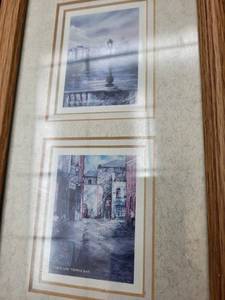 lot 92 image: Philip Gray Iris Double-Panel Print Set - Monet Nymphas & Roses Framed Prints