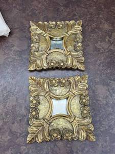 lot 98 image: Ornate Gold Framed Wall Mirrors (Lot of 2)