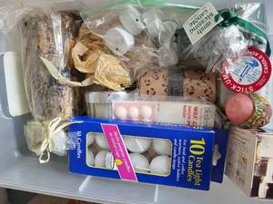 lot 107 image: Assorted Candles & Candle Accessories - Tea Lights, Votive Candles & Decor