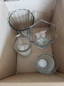 lot 111 image: Clear Glass Vases - Set of 4 - Assorted Shapes for Centerpieces