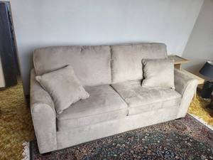 lot 176 image: Beige Sleeper Sofa - 76in L x 34in D x 34in H with Bed Mechanism