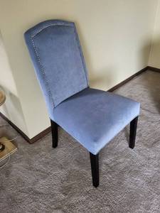 lot 189 image: Blue Velvet Dining Chair - Nailhead Trim, Light Blue Upholstery