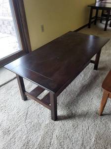 lot 191 image: Dark Espresso Wood Coffee Table with Lower Shelf - 44 in Long, Living Room