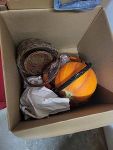 lot 202 image: Assorted Christmas Ornaments, Gift Bags & Cards in Boxes - Holiday Decor Set