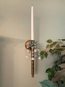 lot 66 image: Elegant Crystal Embellished Wall Sconce with Candle Holder