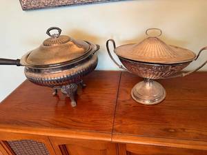 lot 70 image: Vintage Silver Chafing Dish and Covered Tureen Set