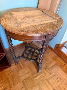 lot 76A image: Vintage Ornate Wooden Table with Detailed Legs