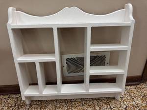 lot 157 image: White Painted Wooden Multi-Compartment Wall Shelf