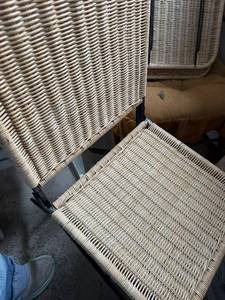lot 246 image: Set of Foldable Wicker Chairs with Metal Frame