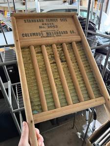 lot 256 image: Vintage Columbus Washboard Co. Brass Washboard No. 2062