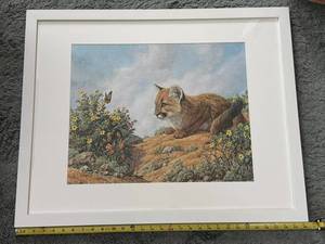lot 281 image: Limited Edition Framed Signed James Faulkner Lithograph Print Titled Cougar Cub, 319600