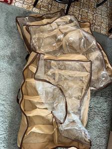 lot 311 image: Under-Bed Shoe Organizer (Lot of 3) - Beige Fabric with Clear Windows