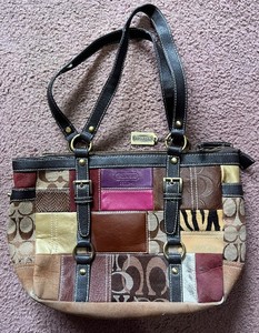 lot 2 image: COACH Patchwork Leather Tote - Multi-Color Signature C Pattern