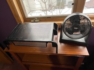 lot 29 image: Comfort Zone Desk Fan & Perforated Metal Cabinet