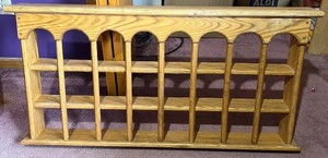 lot 33 image: Wooden Shadow Box shelf with arched openings - Natural Finish