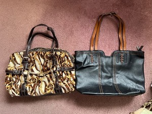 lot 43 image: Gucci Handbag (authenticity unknown)- Horsebit Print Satchel & faux-Leather Tote (Lot of 2)