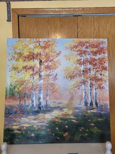 lot 80 image: Autumn Birch Forest - Impressionist Landscape on Canvas