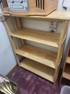lot 96 image: Bookcase - Oak Wood 4-Shelf Display Shelf Unit