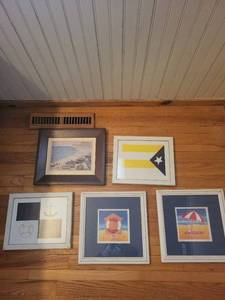 lot 111 image: Nautical Framed Prints (Lot of 5) - Beach & Seaside Wall Art Set