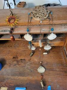 lot 187 image: Sunburst Copper Wall Hanging with Bead Strands