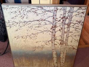 lot 70 image: Birch Silhouette II by James Wiens - Framed Birch Tree Wall Art