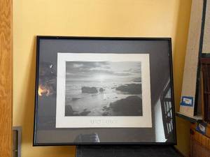 lot 71 image: Sunset Splendor Framed Seascape Print - Black Frame Wall Art