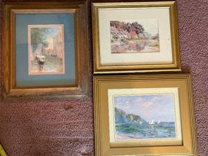 lot 90 image: Framed Art Prints - Seascape & Village Scenes (Lot of 3)