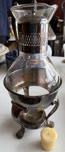 lot 262 image: Dining Room - Vintage Heat-Proof Glass Carafe Pitcher with Lid & Warming Stand