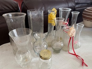 lot 269 image: Clear Glass Vases - Assorted Heights & Shapes