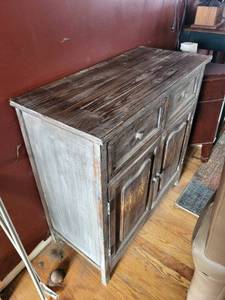 lot 10 image: Rustic Dark Wood Cabinet - Distressed Finish 32x15x32 in