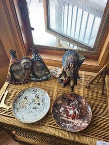 lot 295 image: Bradford Exchange Collectibles - Noble Quest & Shared Worlds Plates, Native Figurine, Teepee Frames